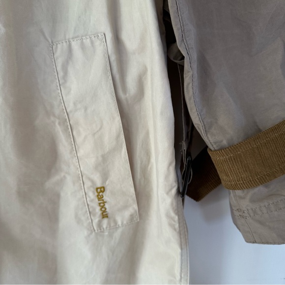 Free People Barbour Ingleby Shower Oatmeal Sz 10 NWT Color Block Contrast Collar - Picture 12 of 16